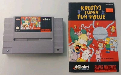 KRUSTY'S SUPER FUN HOUSE Super Nintendo SNES With MANUAL AUTHENTIC 1992 NICE!! - Image 1 of 4