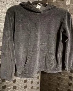 Anxiety Girls Black Hoodie Sweatshirt Glitter Stripes Size XL Silver Glitter  - Picture 1 of 6