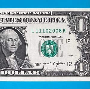 November 10, 2008 (L 11102008 K) BIRTHDAY Note $1 One Dollar Bill *UNC* - Picture 1 of 4