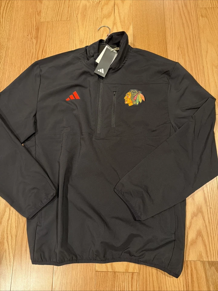 Pullover polar negro Adidas NHL Chicago Blackhawks L/S 1/4 cremallera IP5822 para hombre M’s Foto 1 de 4