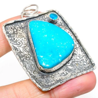 Colgante de plata de ley 925 con piedras preciosas de topacio turquesa natural para dormir 2,44" i043 Foto 1 de 4