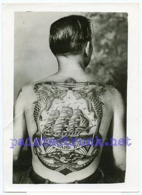 Original Antiguo Vintage Bert Grimm Tatuado Hombre San Luis Kobel Tatuaje Foto 5x7 Foto 1 de 2