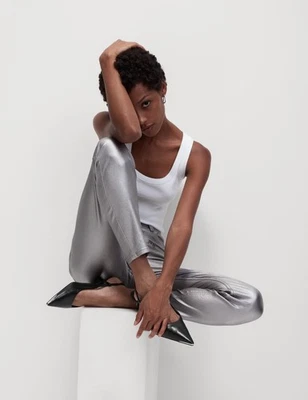 Marks & Spencer Womens Silver Viscose Regular Women Jeans - M&S - Image 1 of 4