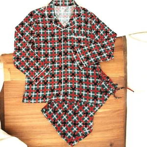 Adult Disney Mickey Mouse Holiday Flannel Pajama Top and Bottoms Medium - Picture 1 of 7