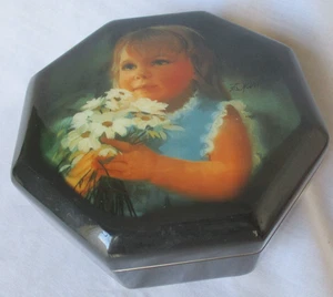 Donald Zolan FOR YOU Music Box 1991 Little Girl Flowers Octagonal VTG April LOVE - Picture 1 of 7