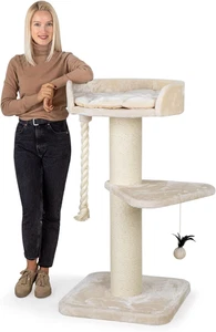 Feandrea Kratzbaum 143cm Hellgrau – 11 Kratzsäulen,2 Plattformen,Höhle & Hängema - Bild 1 von 11
