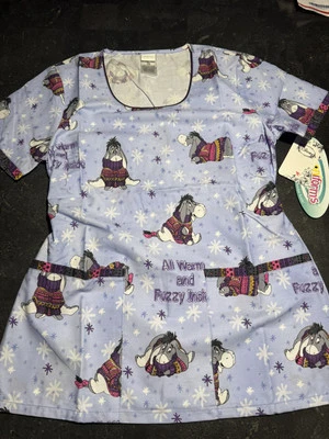 Disney Winnie The Pooh Eeyore nurse Scrub Top Size XS New With Tags - Image 1 of 4