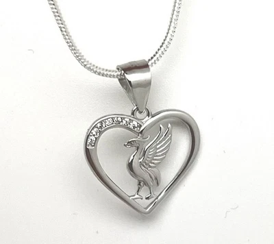 Liverpool Liverbird Heart Pendant Necklace & Gift Box 💜 925 Sterling Silver - Image 1 of 4