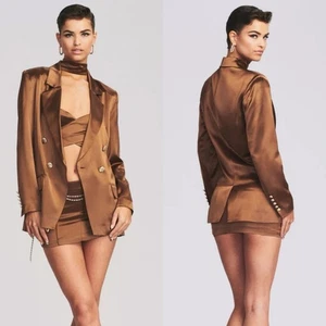 Blazer Saige satinado retrofete nuevo con etiquetas coñac talla XS PRECIO DE VENTA SUGERIDO POR EL FABRICANTE $495 - Imagen 1 de 14