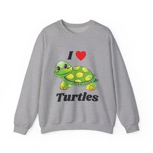 I Love Turtles Unisex Heavy Blend Crewneck Sweatshirt (Front Print) - Picture 1 of 45