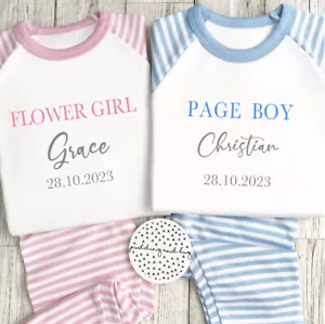 Personalised Page Boy Flower Girl Pyjamas bridesmaid  Pjs Wedding Favour - Picture 1 of 1