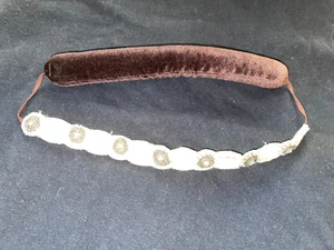 ^VINTAGE  BEADED  HEADBAND (beads & sequins on maqterial)  10 IN LONG  PRE-OWNED - Picture 1 of 7