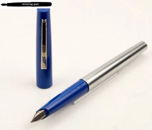Vintage Kreuzer School Cartridges Fountain Pen in Silver with Blue Cap  - Picture 1 of 8
