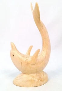 VTG Hand Crafted Sculpture Natural Wood Carving Dolphin Nautical Figurine Statue - Picture 1 of 6