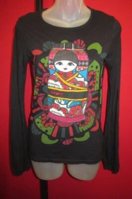 ~~DESIGUAL Christian LaCroix Asian Girl Inset Tee Shirt Size 13 14~~ - Image 1 of 4