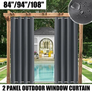 Outdoor Verdunkelungsvorhänge Paar 52” x 84”/94”/108” GRAU Wasserdicht Set - Bild 1 von 15