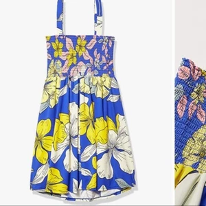 Maaji Girls size 2 Short Tank Dress Windflower Blue Floral w Smocking swim cover - Picture 1 of 4