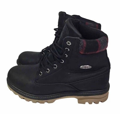 Botas para mujer Lugz Empire Hi negras con cordones rojas a cuadros antideslizantes talla 11 Foto 1 de 4