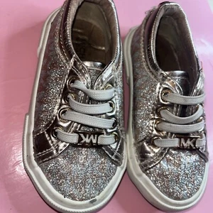 Michael Kors Baby/Toddler Shoes Sz 6  Ombré Rainbow Glitter Silver MK Logo - Picture 1 of 5