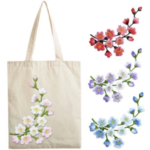 Large Floral Iron Sew On Patch Badge Embroidery Flower Cherry Blossoms Applique - Picture 1 of 24