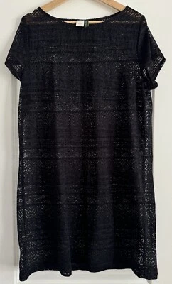 全新无标签 Ralph Lauren 游泳遮瑕连衣裙 黑色 1X 透视 适合 L 或 XL — 第 1/4 张图片