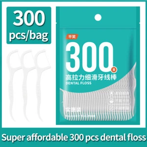 300 Dental Floss Sticks | Interdental Tooth Harps Teeth Picks Oral Plaque Care - Picture 1 of 13
