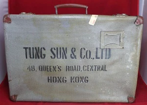 Tung Sun & Co Hong Kong Suitcase w/ Checkerboard Pattern - China - Vintage - Picture 1 of 6