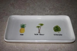 RAE DUNN ARTISAN COLLECTION MAGENTA PINA PALM TREES FILODENDRO TRAY PLATES - S/4 - Picture 1 of 1