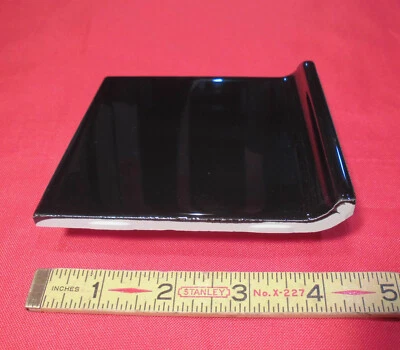 1 pc. *Glossy Black* stack-on base/cove Ceramic Tile; 4-1/4" X 4-1/4"  NEW STOCK - Image 1 of 4