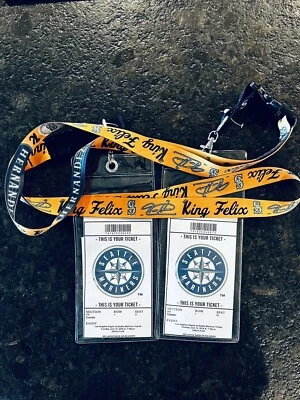 2 Seattle Mariners King Felix Lanyards Ticket Holders Tickets Game 6.12.2018 - Image 1 of 3