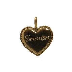 Vintage Gold Heart Pendant with etched name -JENNIFER - Picture 1 of 2