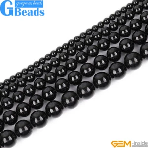 Cuentas redondas de turmalina negra de piedra natural para hacer joyas envío gratuito 15" - Imagen 1 de 42