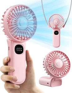 Portable handheld fan, foldable 3000mAh rechargeable battery, with display - Picture 1 of 28