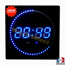 Horloge murale design à led bleu forme carré