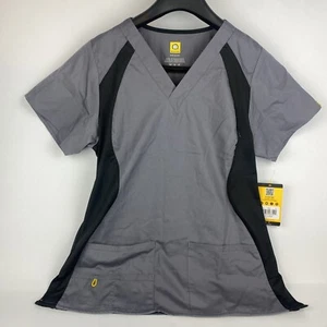 NWT Wonder Wink Womens Modern Fit Lightweight V-Neck Scrub Top Grey Large - Picture 1 of 4