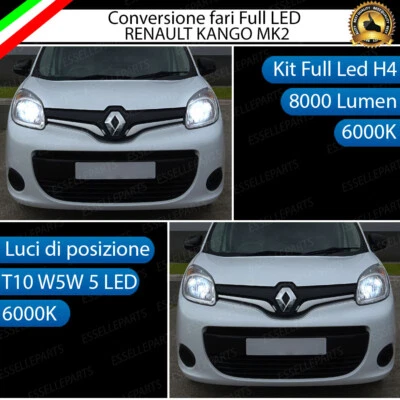 KIT LED RENAULT KANGOO 2 ANABBAGLIANTI H4 LED + LUCI DI POSIZIONE T10 LED CANBUS - Immagine 1 di 4