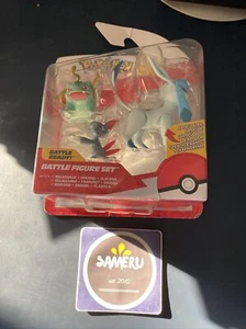 NUEVO JUEGO DE FIGURAS DE BATALLA POKEMON BULBASAUR SNEASEL ICEON SELLADO PAQUETE MANCHADO - Imagen 1 de 9