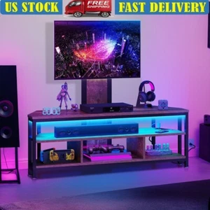 TV Ständer Halterung Steckdose Höhenverstellbar mit LED Beleuchtung Entertainment Neu - Bild 1 von 8