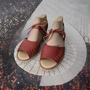 Planet Shoes Womens Red Leather Sandals Flats* Length 25cm Insole*Size 8 - Picture 1 of 13