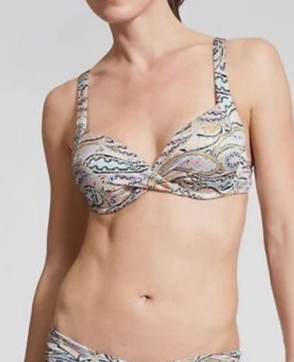 Sujetador Athleta Aqualuxe Twist Frontal Copa Bikini Top Sutil Paisley Pastel 38 B/C Nuevo con Etiquetas Foto 1 de 4