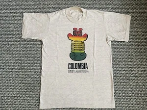 Vintage Columbia Shirt Adult Small South America 80s Short Sleeve Cotton Travel - Picture 1 of 10