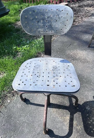 Vintage Metal Industrial Swivel Chair with Wheels Cover
