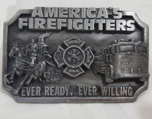 America’s Firefighters Ever Ready Siskiyou Pewter Belt Buckle 1983 - Picture 1 of 5