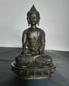 8" Old Tibet Buddhist Bronze Shakyamuni Buddha Statue - Picture 1 of 6