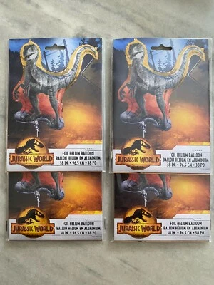 Jurassic World Foil Helium 38" Raptor Balloons Birthday Jurassic Park Lot Of 4 - Image 1 of 4