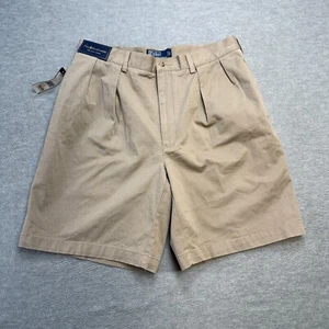 Vintage Polo Ralph Lauren Shorts Mens 35 Tyler Chino Khaki Pleated Twill NEW - Picture 1 of 11