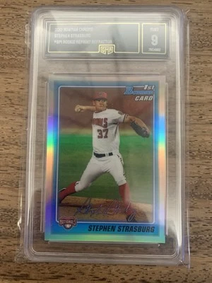 Tarjeta Bowman 2013 cromada primera Bowman reimpresiones Stephen Strasburg grado 9 como nueva Foto 1 de 2