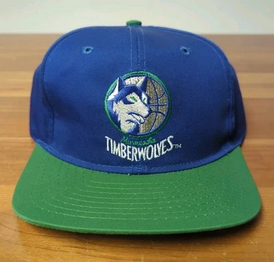 Vintage NBA Minnesota Timberwolves Blue Snapback Hat Two Tone Adjustable Cap - Image 1 of 4