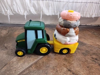 TOMY 46403 Johnny Tractor Farm Stackers John Deere Stacking rings toddler toy - Image 1 of 4