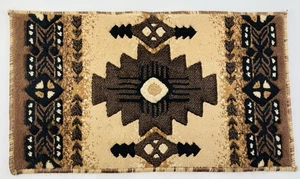Alfombra de puerta vintage pequeña estilo navajo suroeste 28x16” tostado negro marrón Persia - Imagen 1 de 10